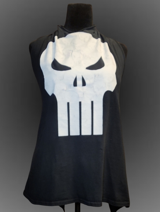 Marvel Tops - ❥DIY no sew Black Punisher Skull Graphic Halter Backless Tank Top Sleeveless❥